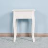 Nightstand  Drawer & Shelf;  Accent Sofa Side Table Curved Legs for Living Room;  Bedroom White