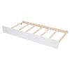 Twin Wooden Daybed with trundle, Twin House-Shaped Headboard bed with Guardrails,White