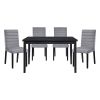 Gray Velvet Upholstered Side Chairs Set of 2pc Black Finish Wood Frame Casual Dining Room Furniture
