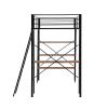 Twin Size Metal Loft Bed with Shelves and Desk
