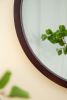 20" x 20" Circle Wall Mirror with Wooden Frame and Walnut Finish,Wall Mirror for Living Room Dining Room