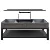U-style Lift Top Coffee Table with Inner Storage Space and Shelf (As same As WF198291AAE)
