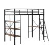 Twin Size Metal Loft Bed with Shelves and Desk