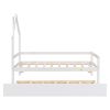 Twin Wooden Daybed with trundle, Twin House-Shaped Headboard bed with Guardrails,White