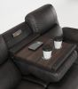 Aria Breathable Fabric Power Reclining Sofa with Drop Down Table,USB Button and Wireless Charger - Espresso