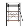 Twin Size Metal Loft Bed with Shelves and Desk