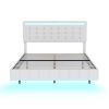 Queen Size Floating Bed Frame with LED Lights and USB Charging,Modern Upholstered Platform LED Bed Frame,White