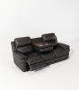Aria Breathable Fabric Power Reclining Sofa with Drop Down Table,USB Button and Wireless Charger - Espresso