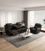 Aria Breathable Fabric Power Reclining Sofa with Drop Down Table,USB Button and Wireless Charger - Espresso