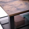 Vintage Coffee Table with Iron Net;  End Table with Iron Legs;  Rectangle Table Brown & Black