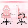 YSSOA Racing Video Backrest and Seat Height Recliner Gaming Office High Back Computer Ergonomic Adjustable Swivel Chair, Without footrest, Pink/White