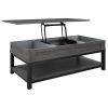 U-style Lift Top Coffee Table with Inner Storage Space and Shelf (As same As WF198291AAE)