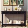 TREXM Console Table Sofa Table with Drawers for Entryway with Projecting Drawers and Long Shelf (Espresso)