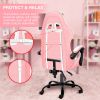 YSSOA Racing Video Backrest and Seat Height Recliner Gaming Office High Back Computer Ergonomic Adjustable Swivel Chair, Without footrest, Pink/White