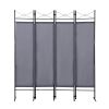 4-Panel Metal Folding Room Divider, 5.94Ft Freestanding Room Screen Partition Privacy Display for Bedroom, Living Room, Office
