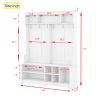 Modern Hallway Hall Tree with Metal Hooks and Storage Space, Multi-Functional Entryway Coat Rack with Shoe Cubbies